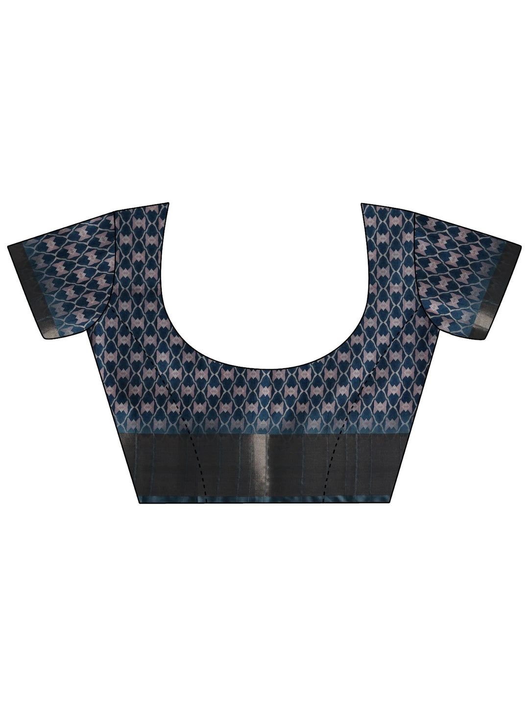 Blue Printed Silk Blend Saree With Unstitched Blouse Piece - Libas 