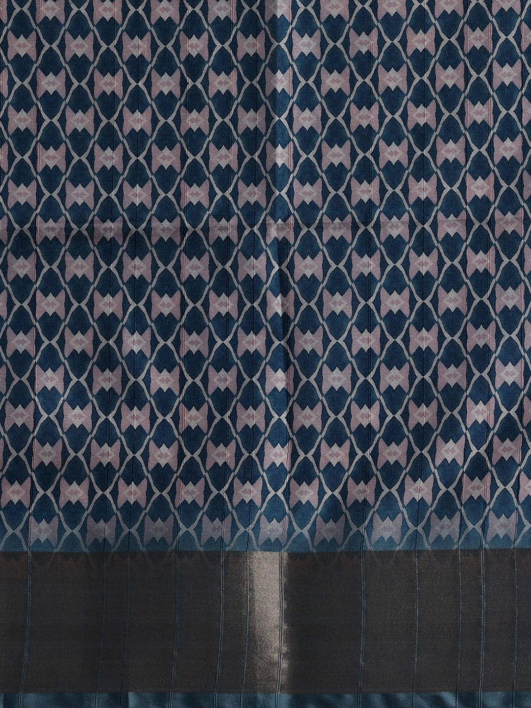 Blue Printed Silk Blend Saree With Unstitched Blouse Piece - Libas 