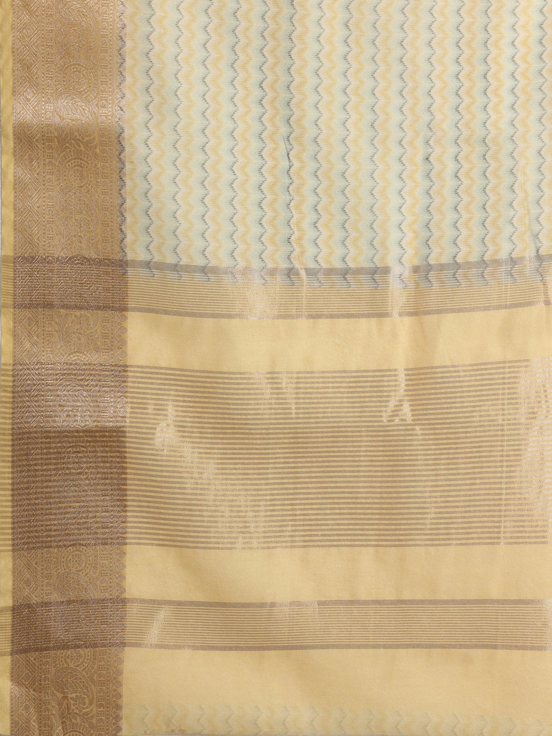 Yellow Printed Silk Blend Saree With Unstitched Blouse Piece - Libas 