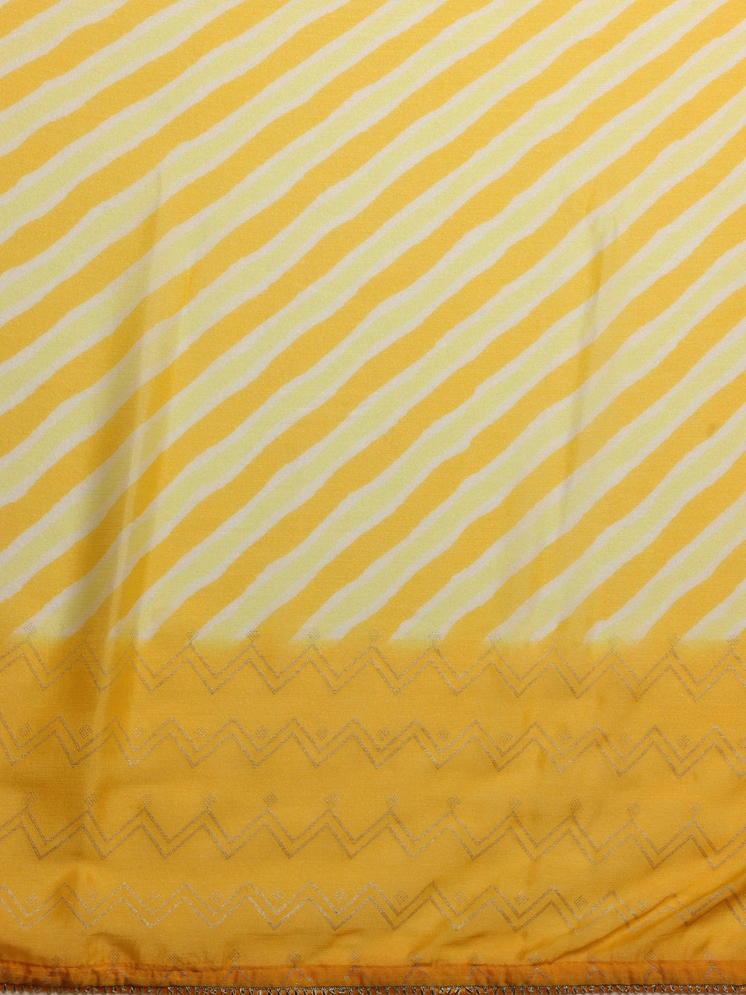 Yellow Printed Silk Blend Saree With Unstitched Blouse Piece - Libas 