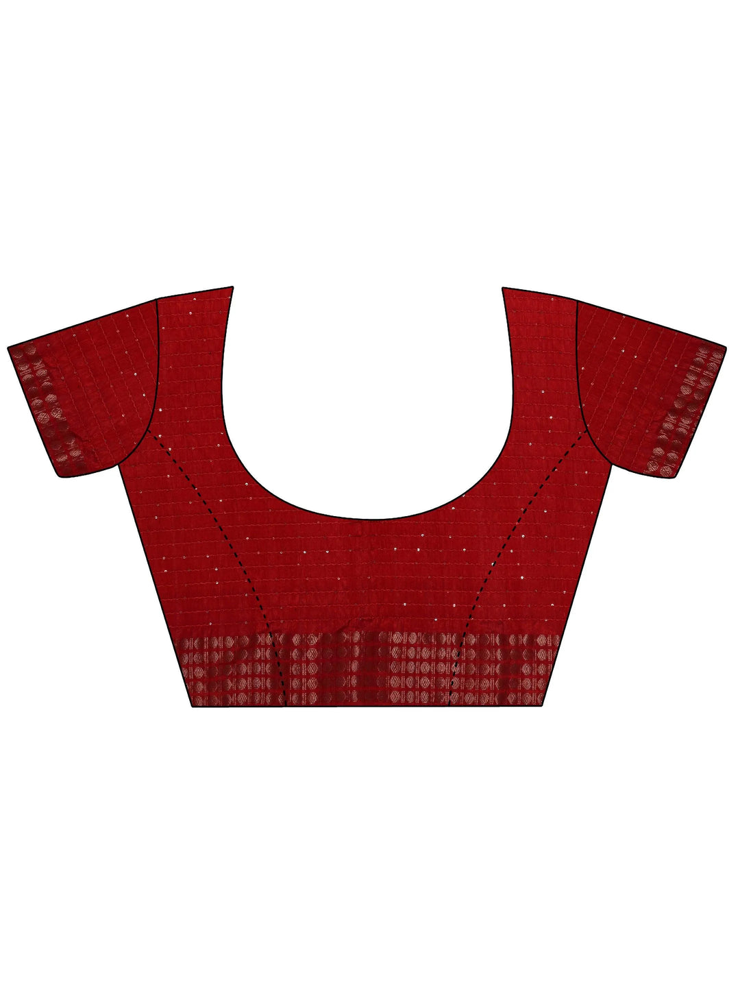 Red Printed Silk Blend Saree With Unstitched Blouse Piece - Libas 