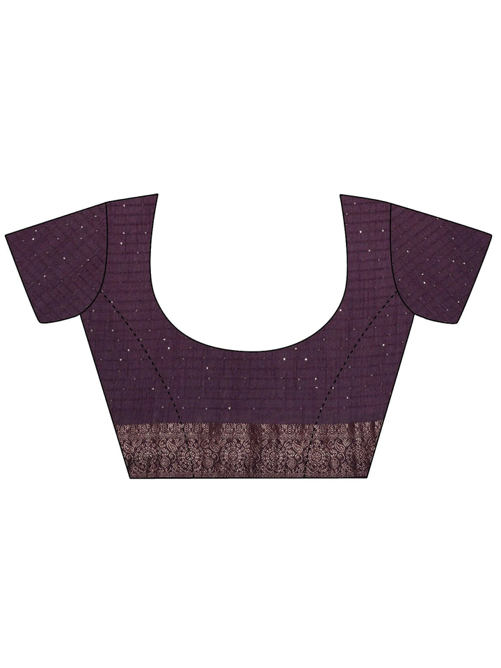 Purple Printed Silk Blend Saree With Unstitched Blouse Piece - Libas