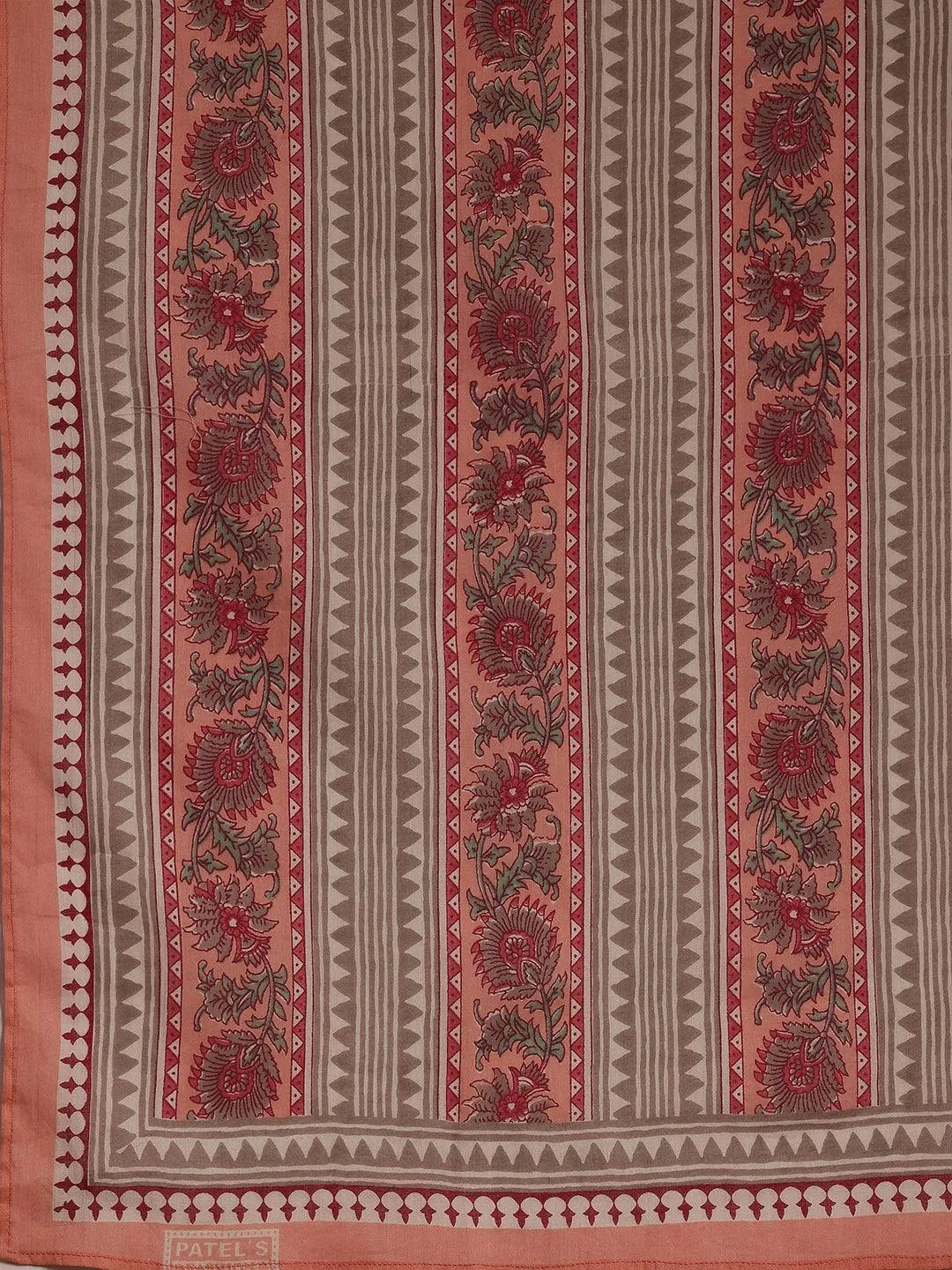 Plus Size Pink Printed Cotton Straight Suit With Dupatta - Libas 