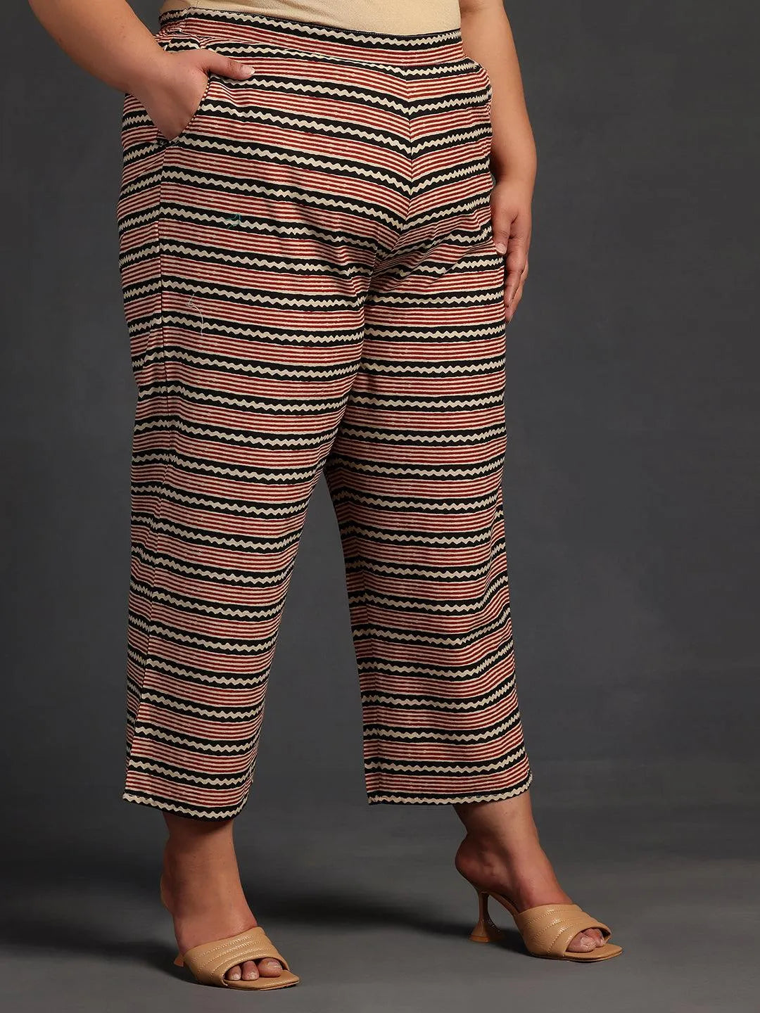 Plus Size Maroon Printed Cotton Straight Suit With Dupatta - Libas 