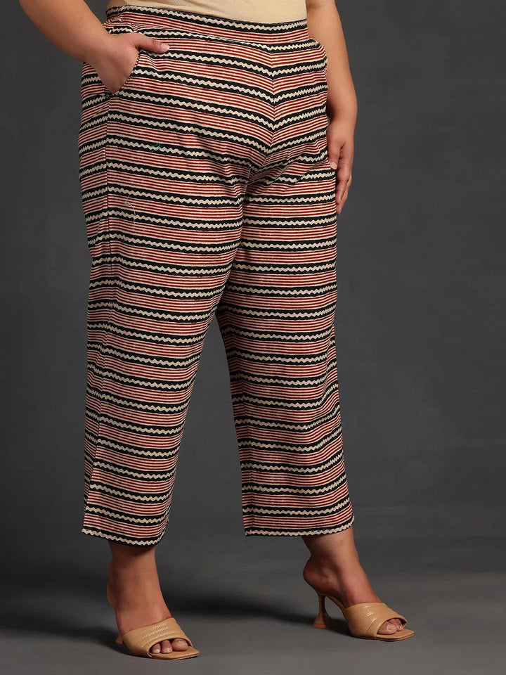 Plus Size Maroon Printed Cotton Straight Suit With Dupatta - Libas