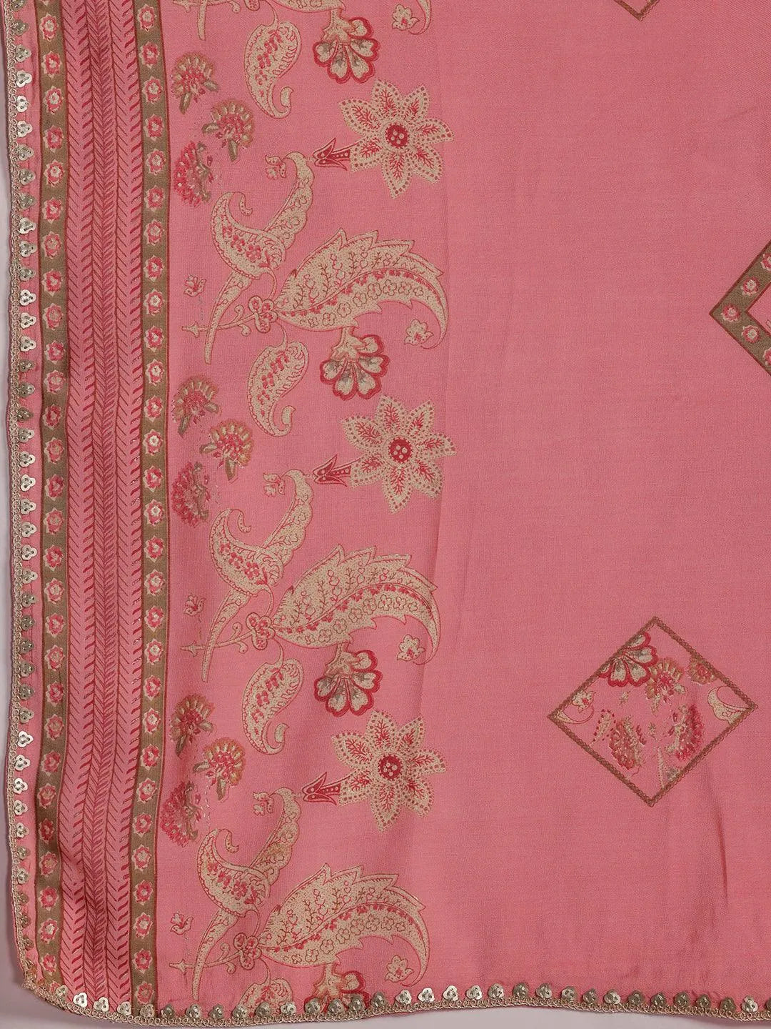 Plus Size Pink Printed Silk Blend Straight Suit With Dupatta - Libas