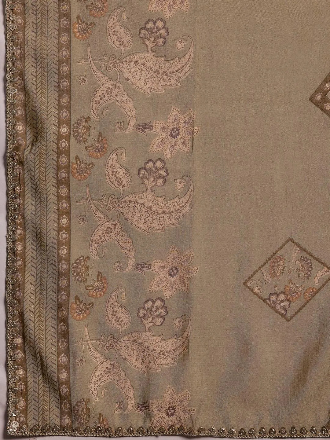 Plus Size Green Printed Silk Blend Straight Suit With Dupatta - Libas 