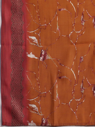 Plus Size Mauve Printed Silk Blend Straight Suit With Dupatta - Libas