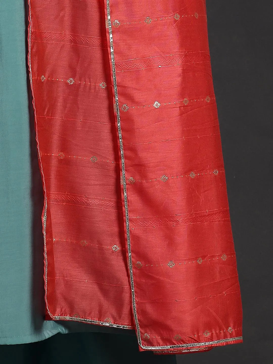 Plus Size Blue Yoke Design Silk Blend Straight Suit With Dupatta - Libas 