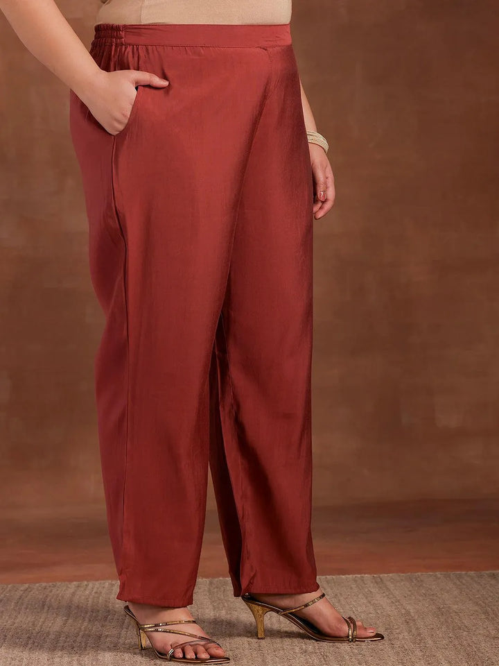 Plus Size Mauve Yoke Design Silk Blend Straight Suit With Dupatta - Libas