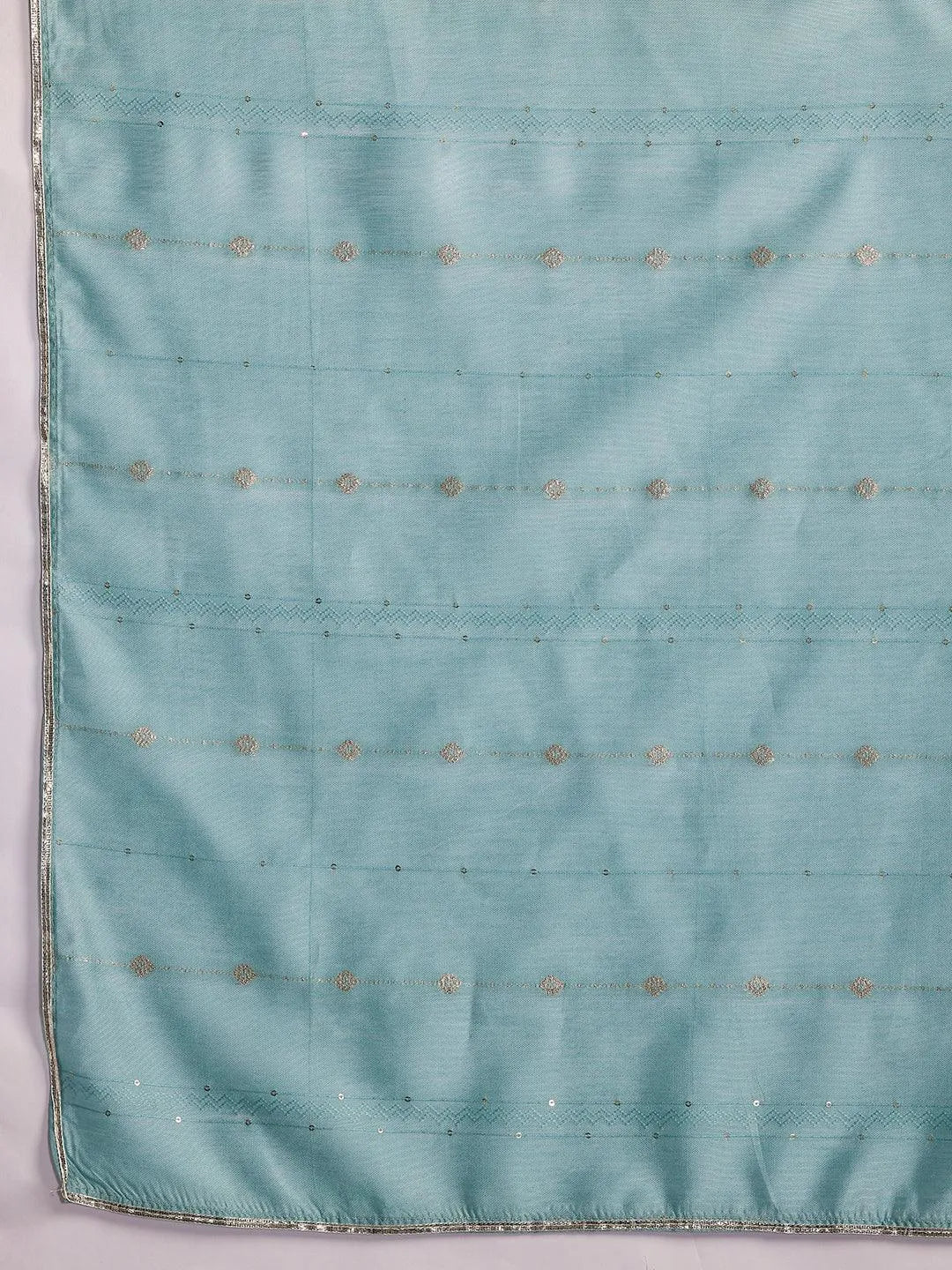 Plus Size Blue Yoke Design Silk Blend Straight Suit With Dupatta - Libas 
