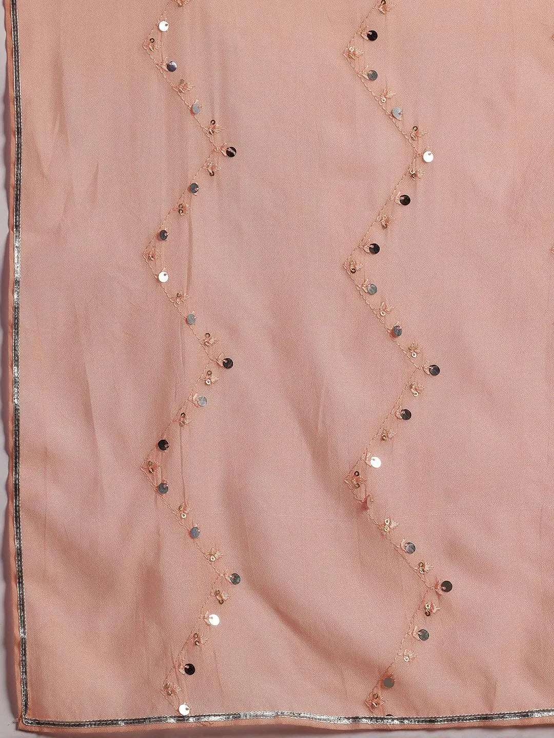 Plus Size Peach Yoke Design Silk Blend Straight Suit With Dupatta - Libas 