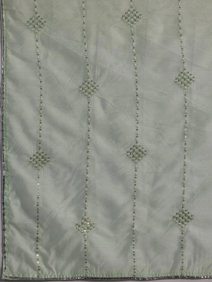 Plus Size Green Yoke Design Silk Blend Straight Suit With Dupatta - Libas