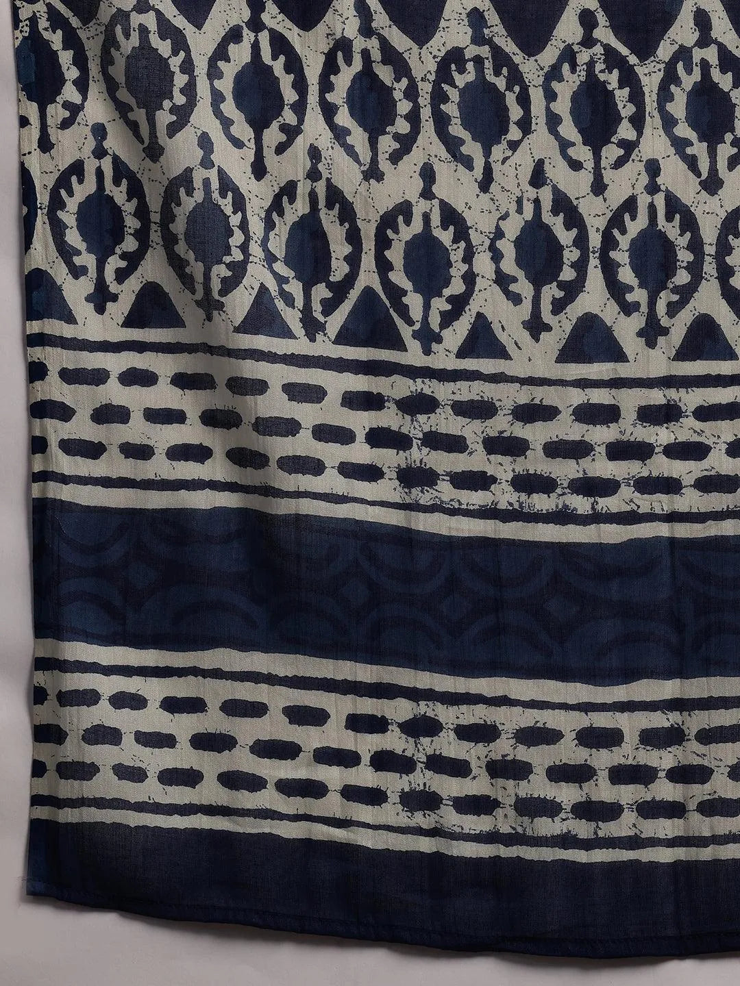 Plus Size Blue Printed Cotton Straight Suit With Dupatta - Libas 