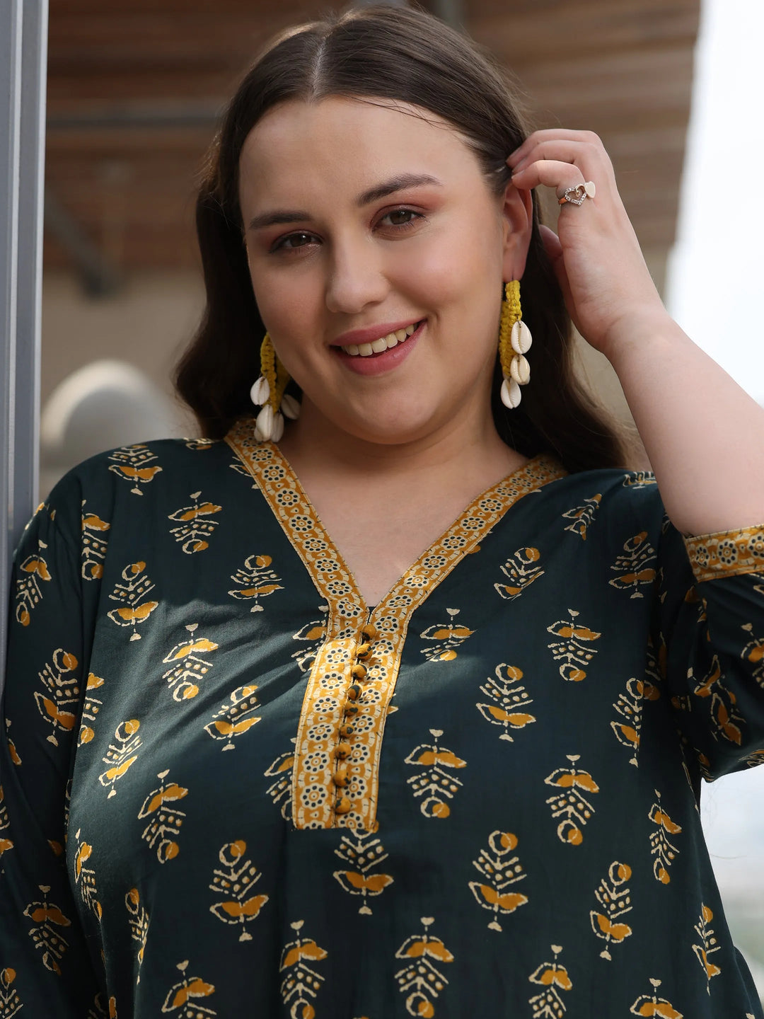  Plus Size Green Printed Cotton Straight Suit With Dupatta 