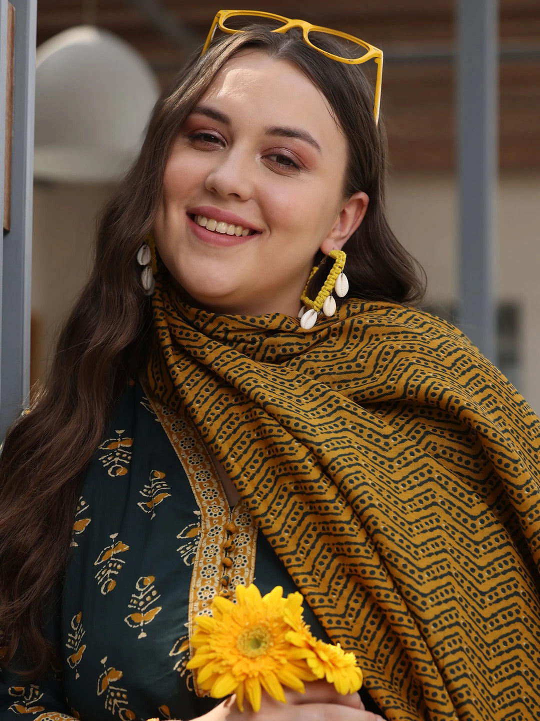  Plus Size Green Printed Cotton Straight Suit With Dupatta 