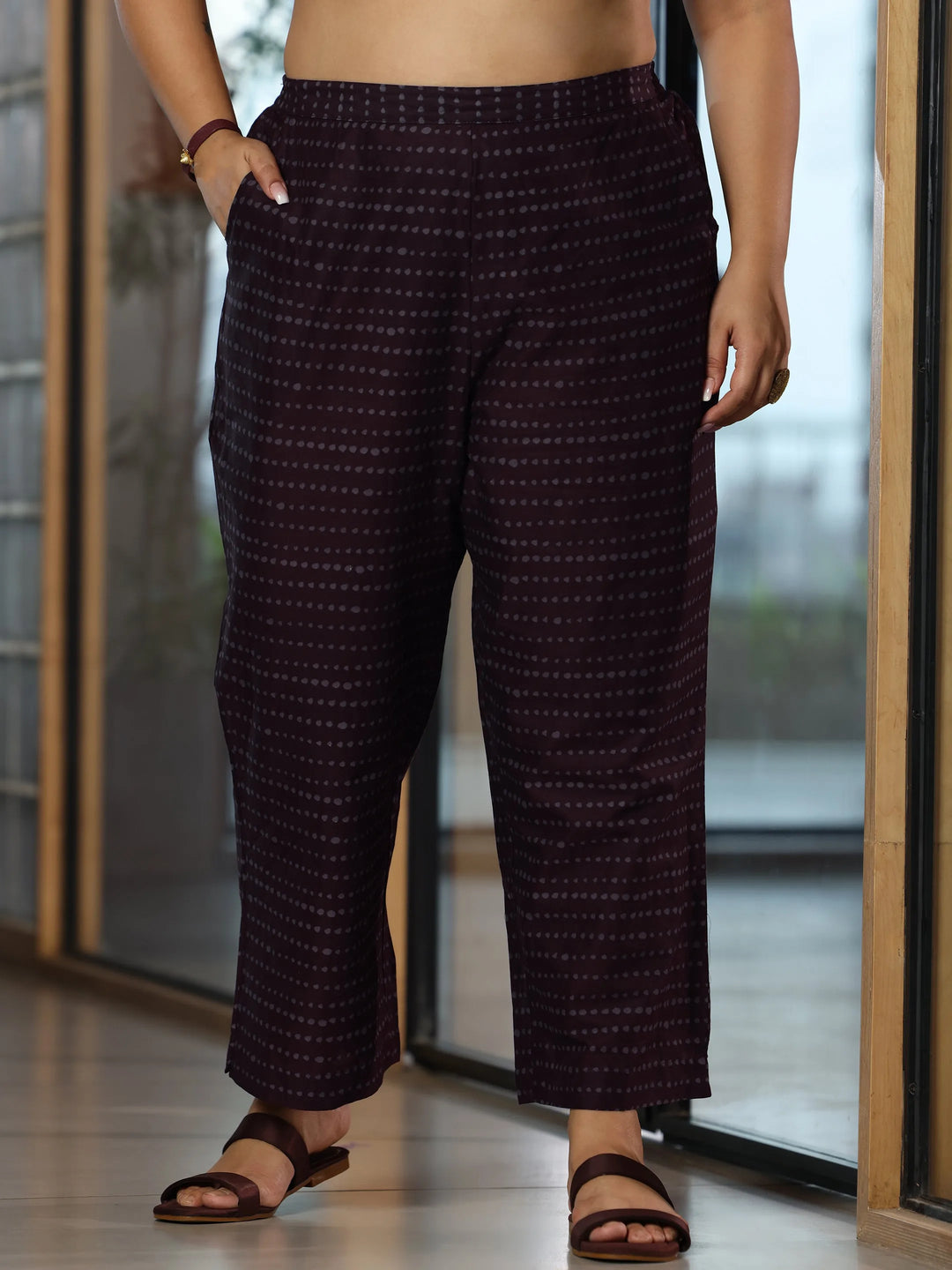  Plus Size Brown Printed Cotton Straight Suit With Dupatta 