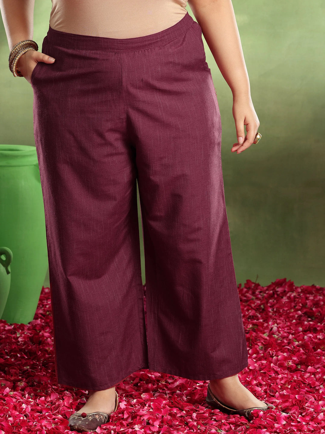  Plus Size Maroon Woven Design Cotton Blend Straight Suit With Dupatta 