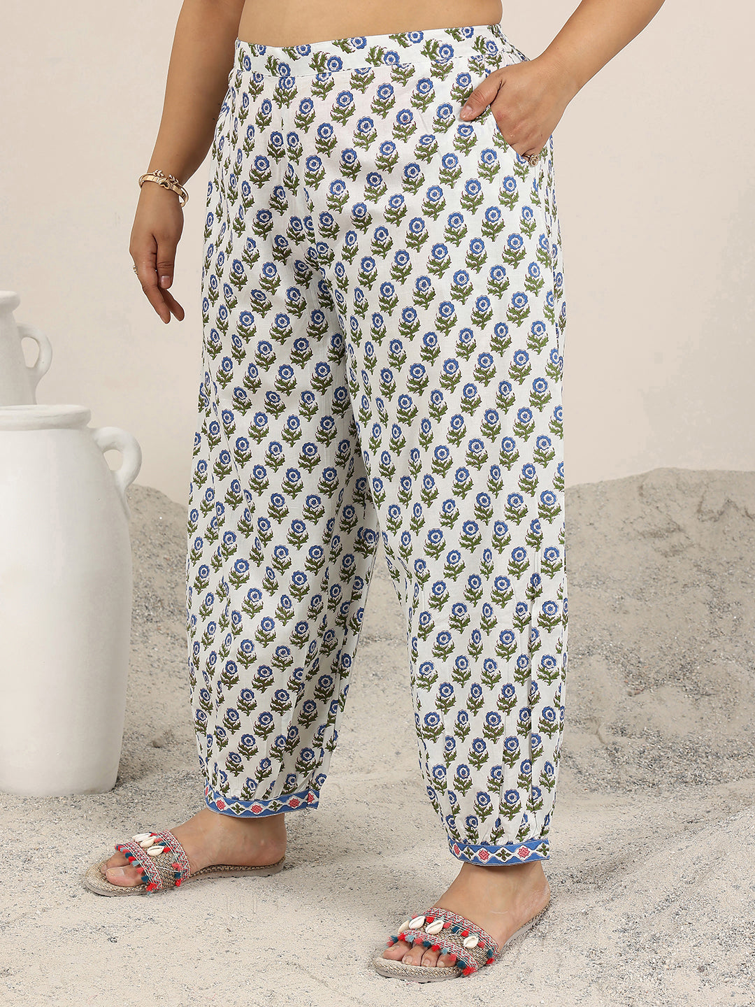  Plus Size Green Printed Cotton Straight Suit Set With Dupatta 