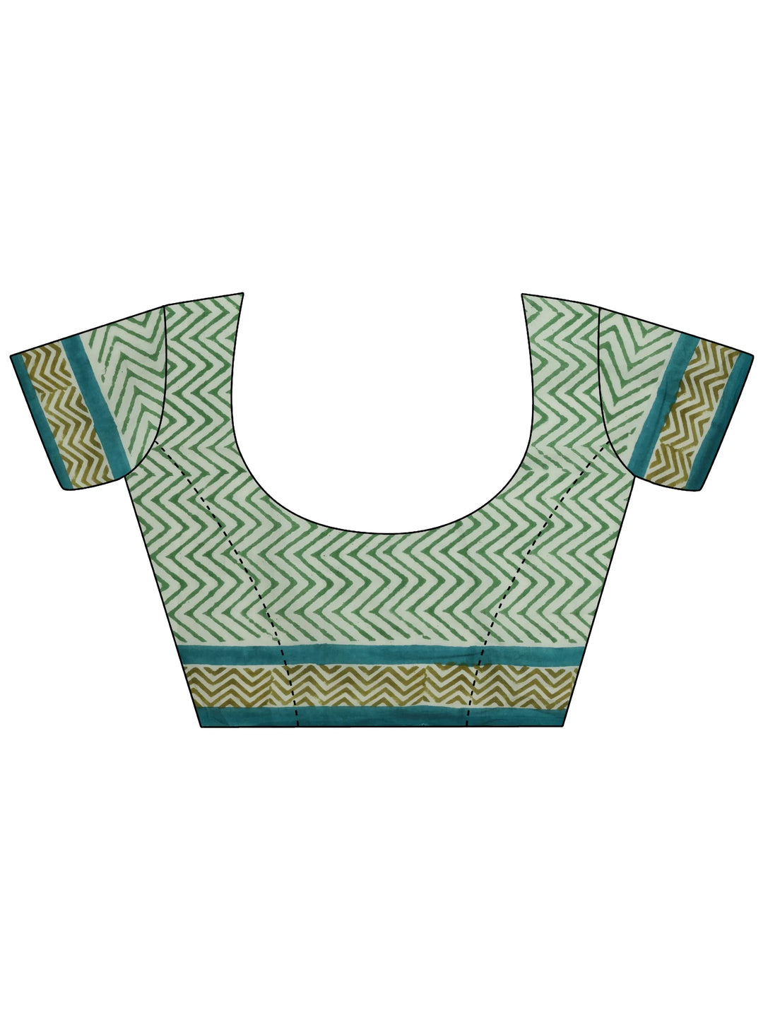  Off White Printed Cotton Saree With Unstitched Blouse Piece 