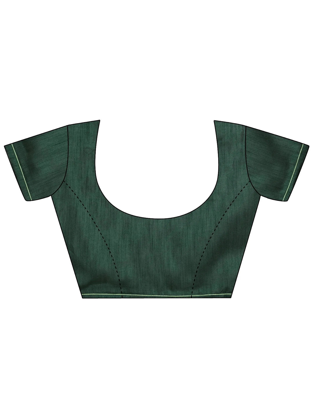 Green Printed Poly Chiffon Saree With Unstitched Blouse Piece 