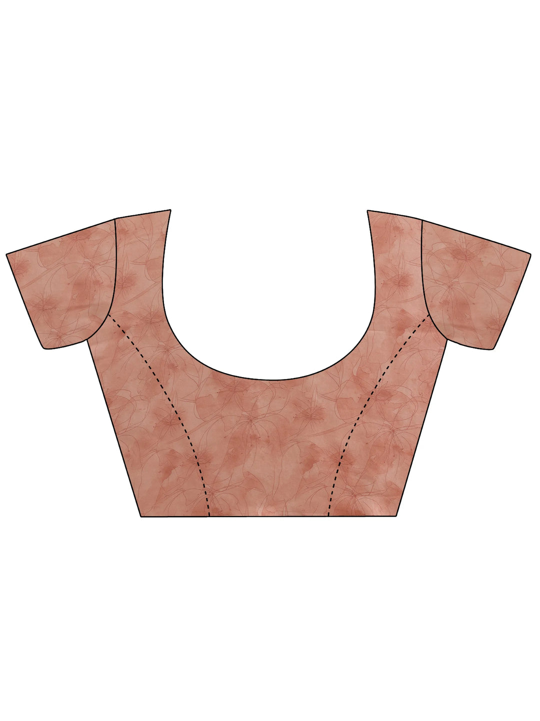  Peach Printed Poly Chiffon Saree With Unstitched Blouse Piece 