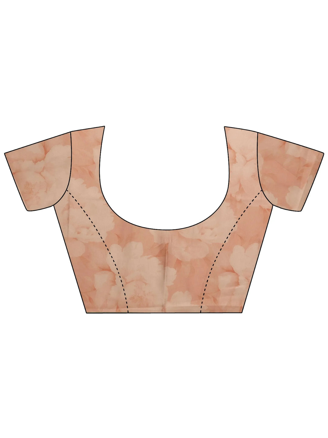  Peach Printed Poly Chiffon Saree With Unstitched Blouse Piece 