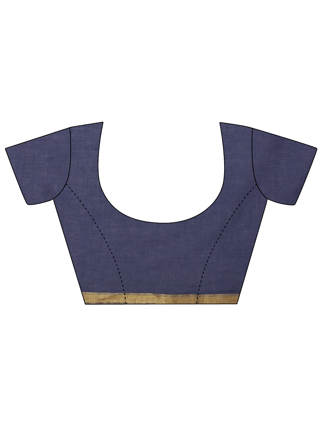  Blue Printed Cotton Saree With Unstitched Blouse 