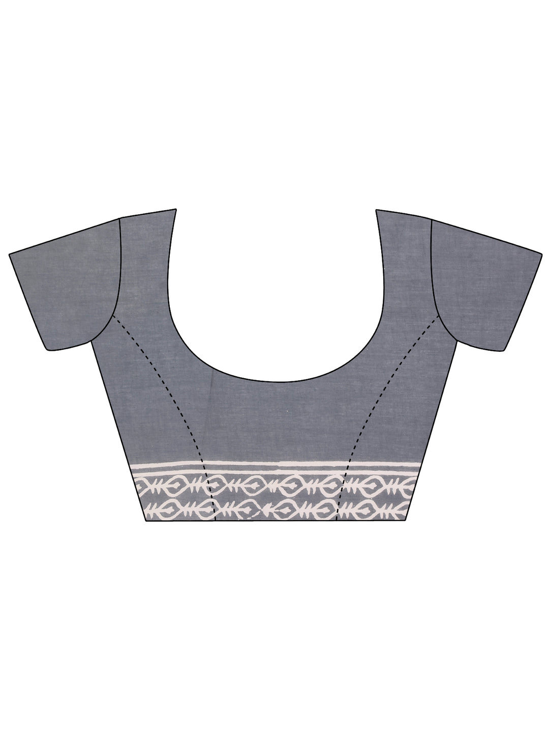  Grey Printed Cotton Saree With Unstitched Blouse 
