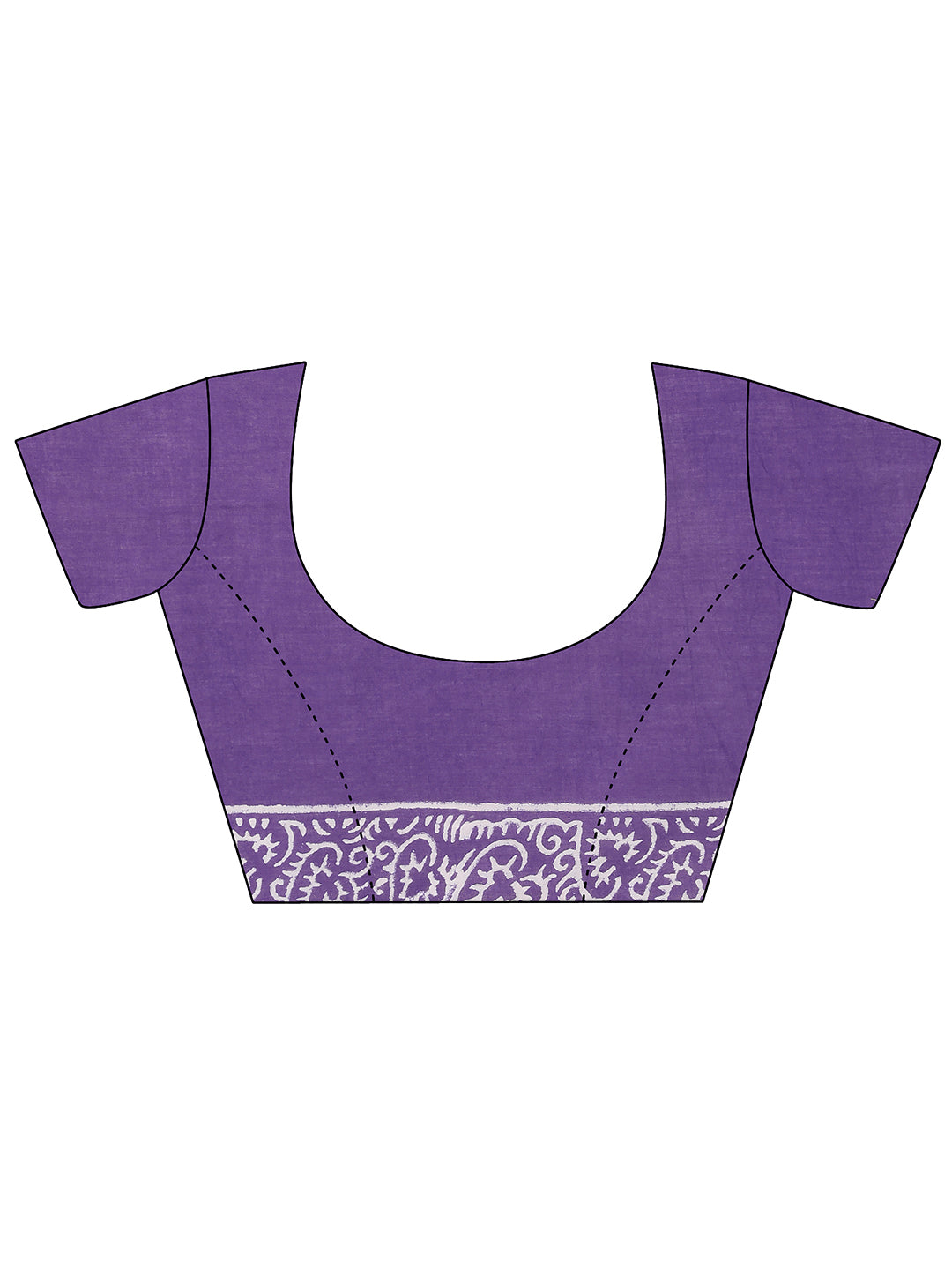  Purple Printed Cotton Saree With Unstitched Blouse 