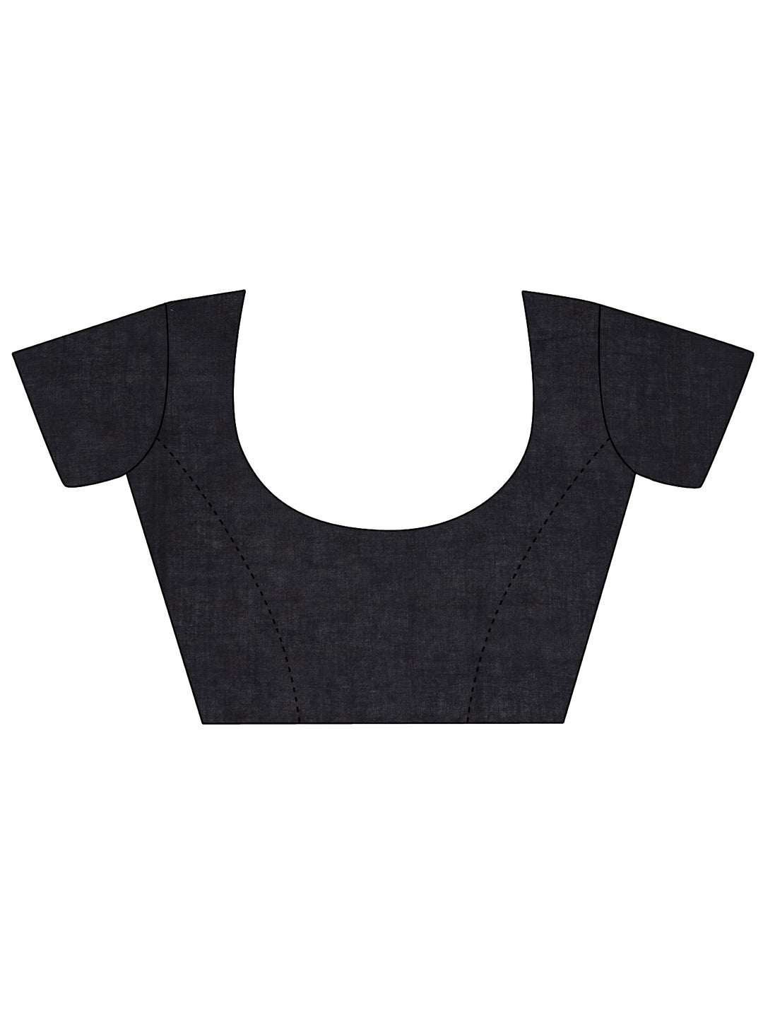  Black Printed Cotton Saree With Unstitched Blouse 