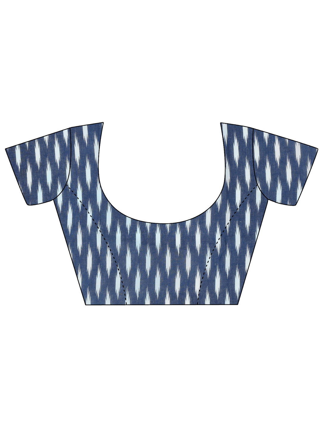  Indigo Printed Cotton Saree With Unstitched Blouse 