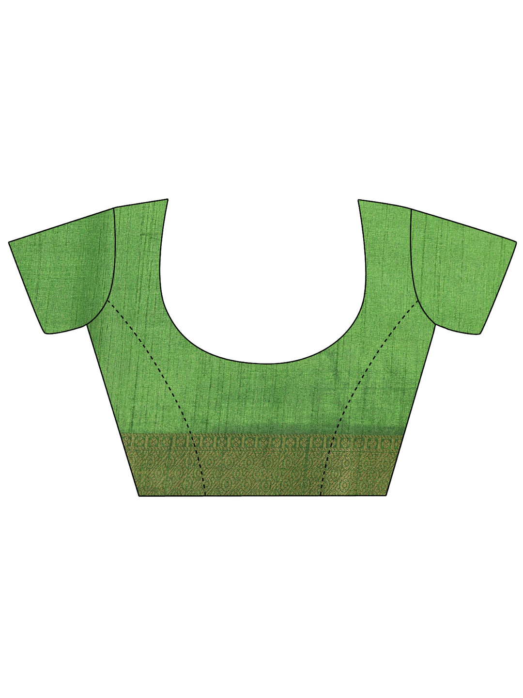  Green Printed Silk Blend Saree With Unstitched Blouse Piece 