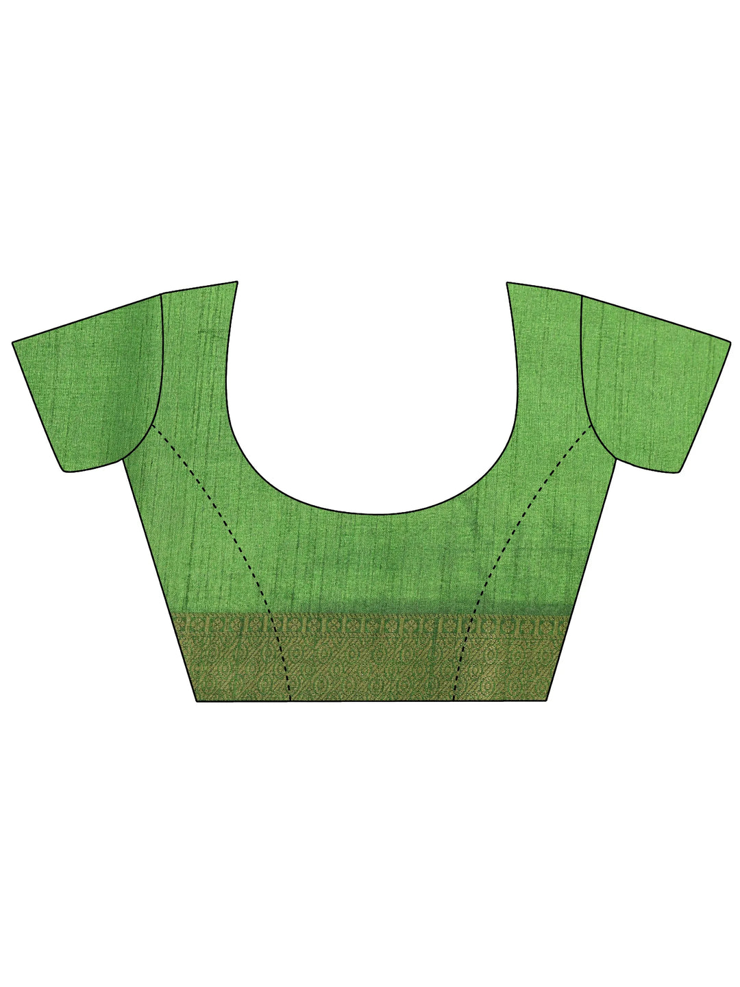  Green Printed Silk Blend Saree With Unstitched Blouse Piece 