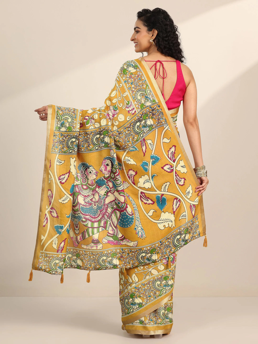  Mustard Printed Georgette Saree With Unstitched Blouse Piece 