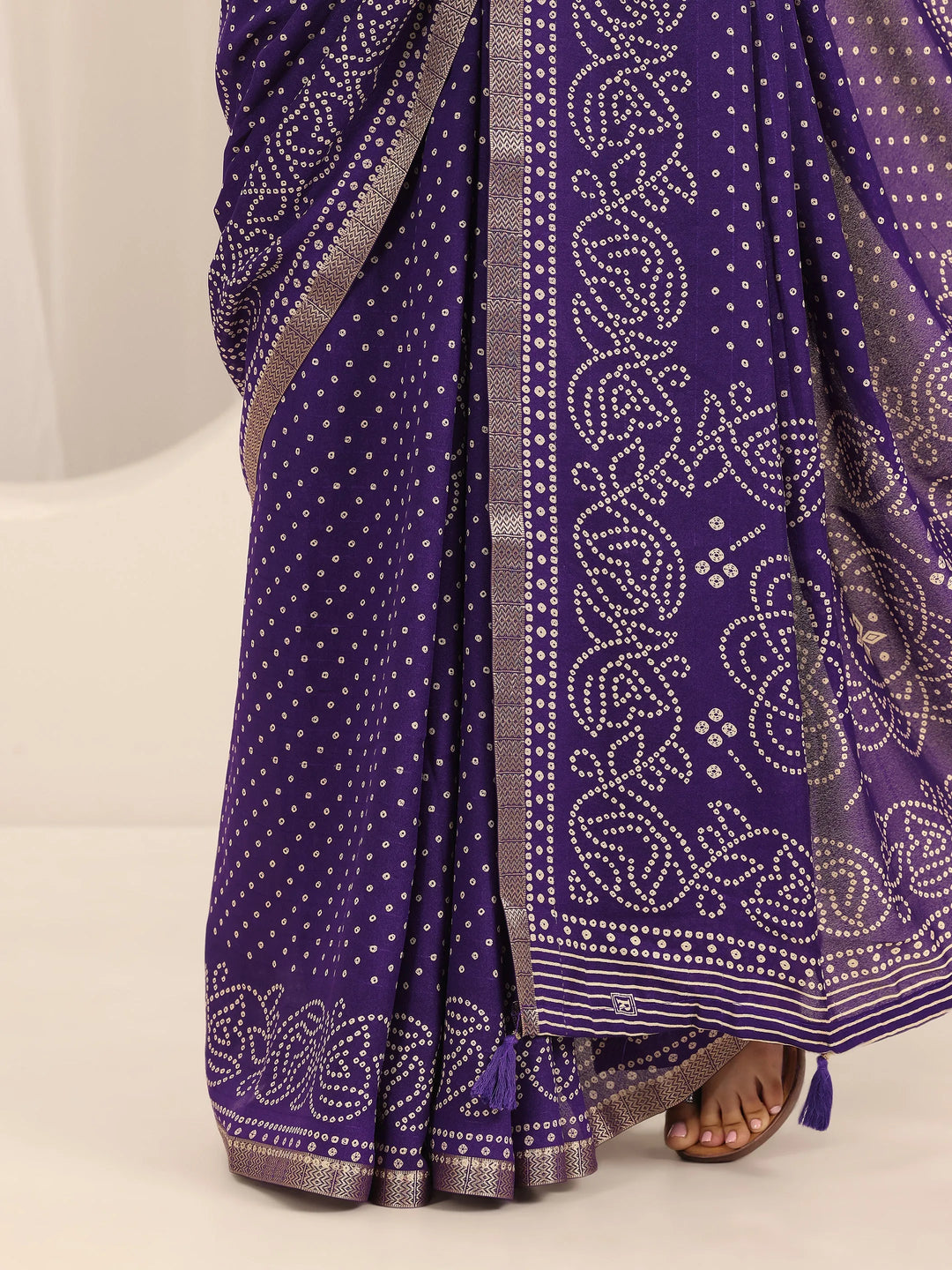  Purple Printed Georgette Saree With Unstitched Blouse Piece 