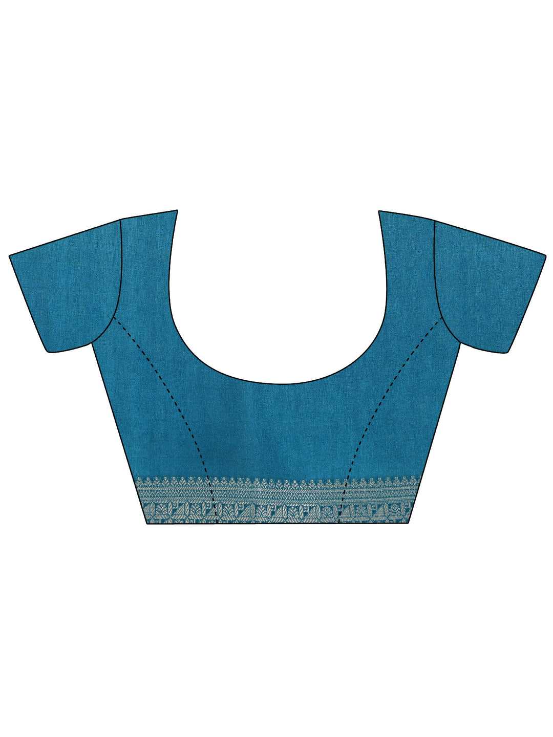  Teal Printed Georgette Saree With Unstitched Blouse Piece 