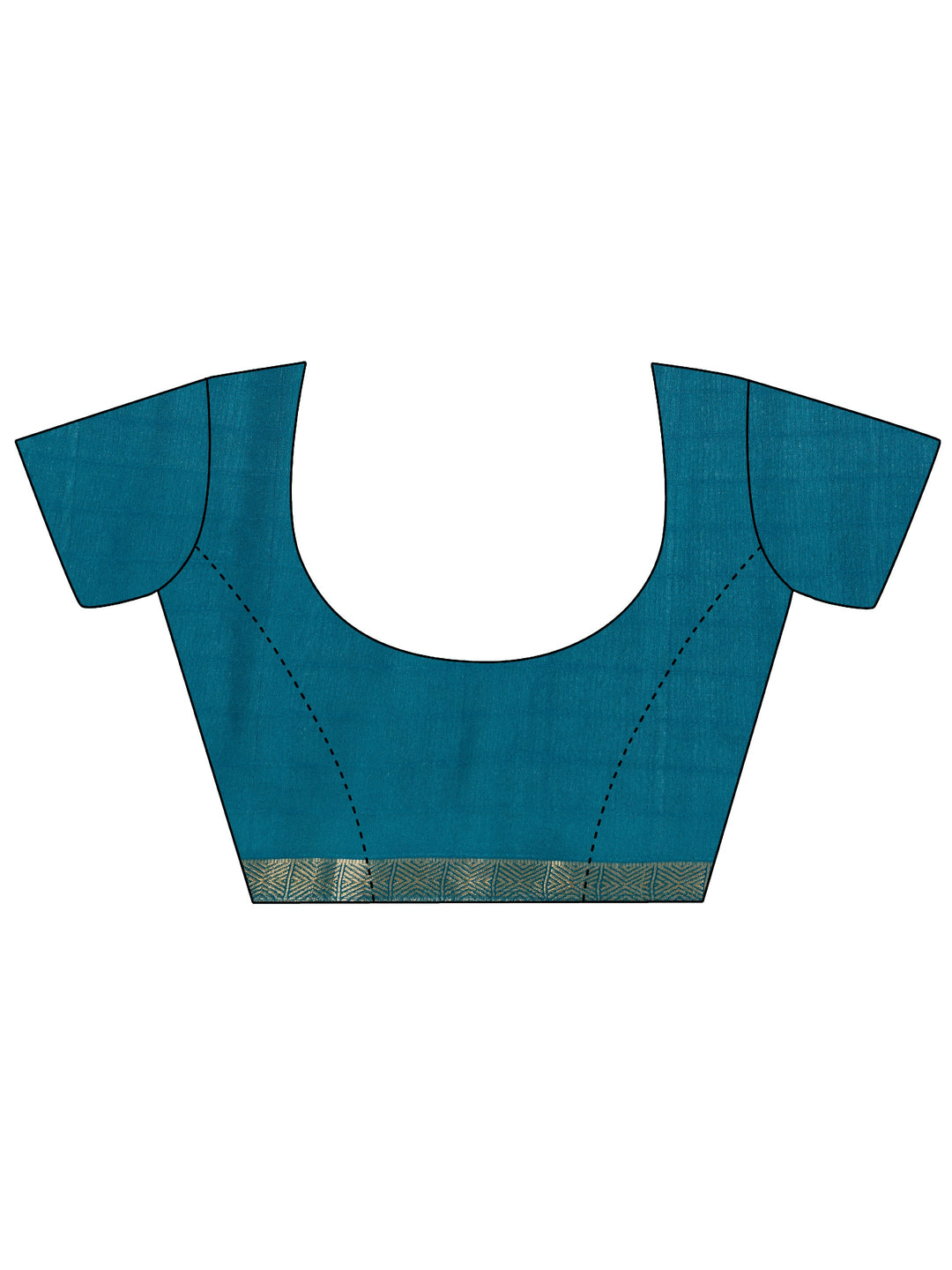  Teal Printed Georgette Saree With Unstitched Blouse Piece 