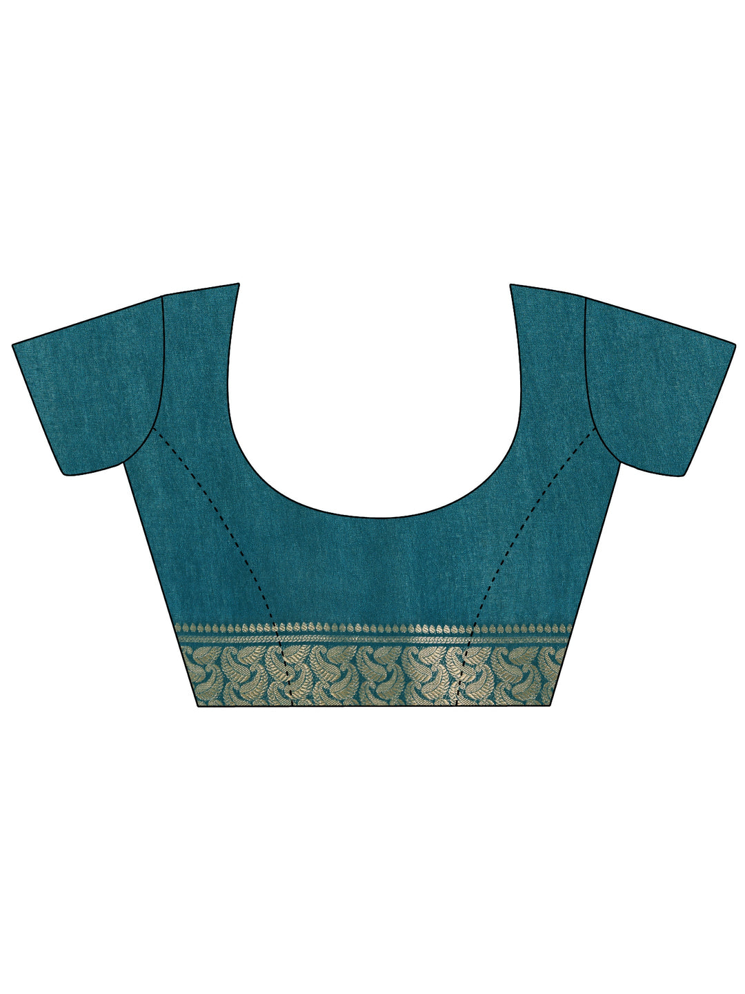  Teal Printed Georgette Saree With Unstitched Blouse Piece 