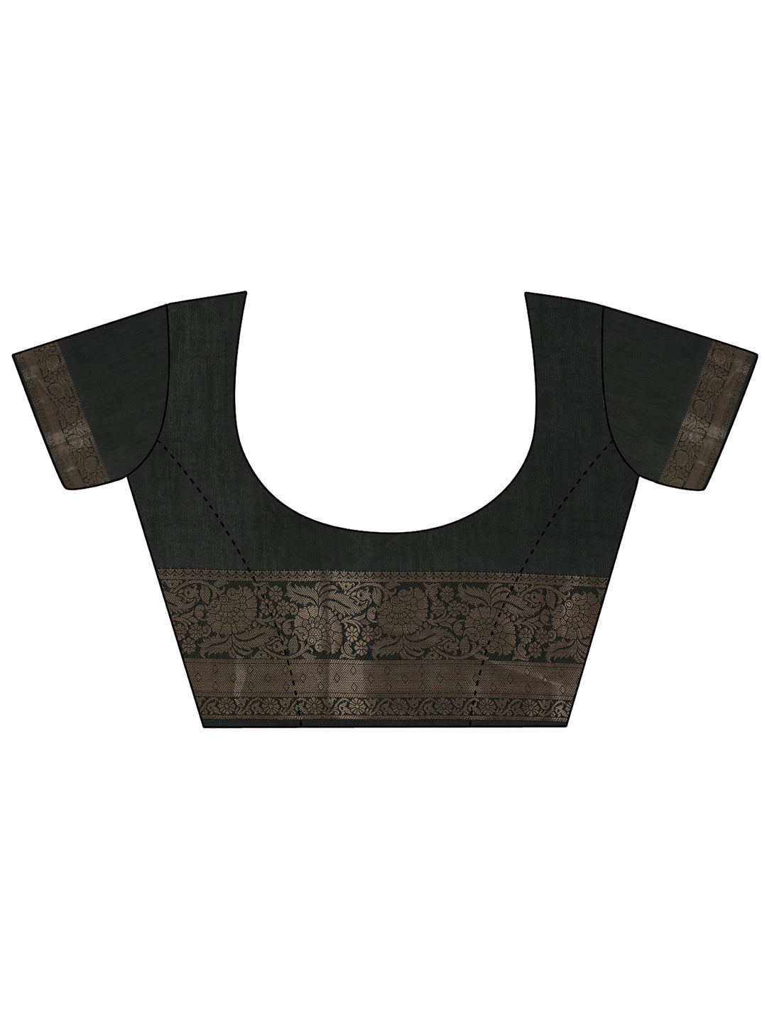  Black Solid Silk Blend Saree With Unstitched Blouse Piece 