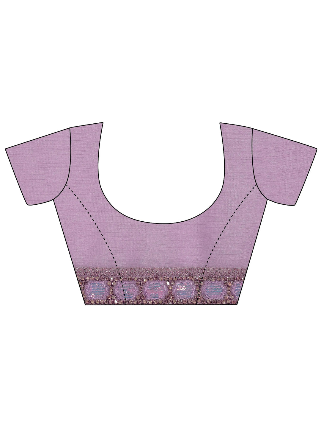  Lavender Printed Silk Chiffon Saree With Unstitched Blouse Piece 