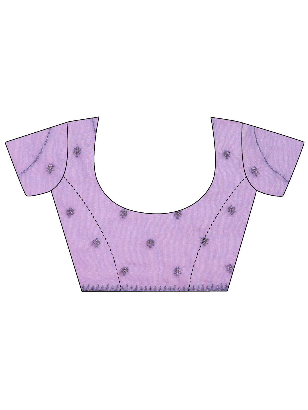  Lavender Printed Chiffon Saree With Unstitched Blouse Piece 