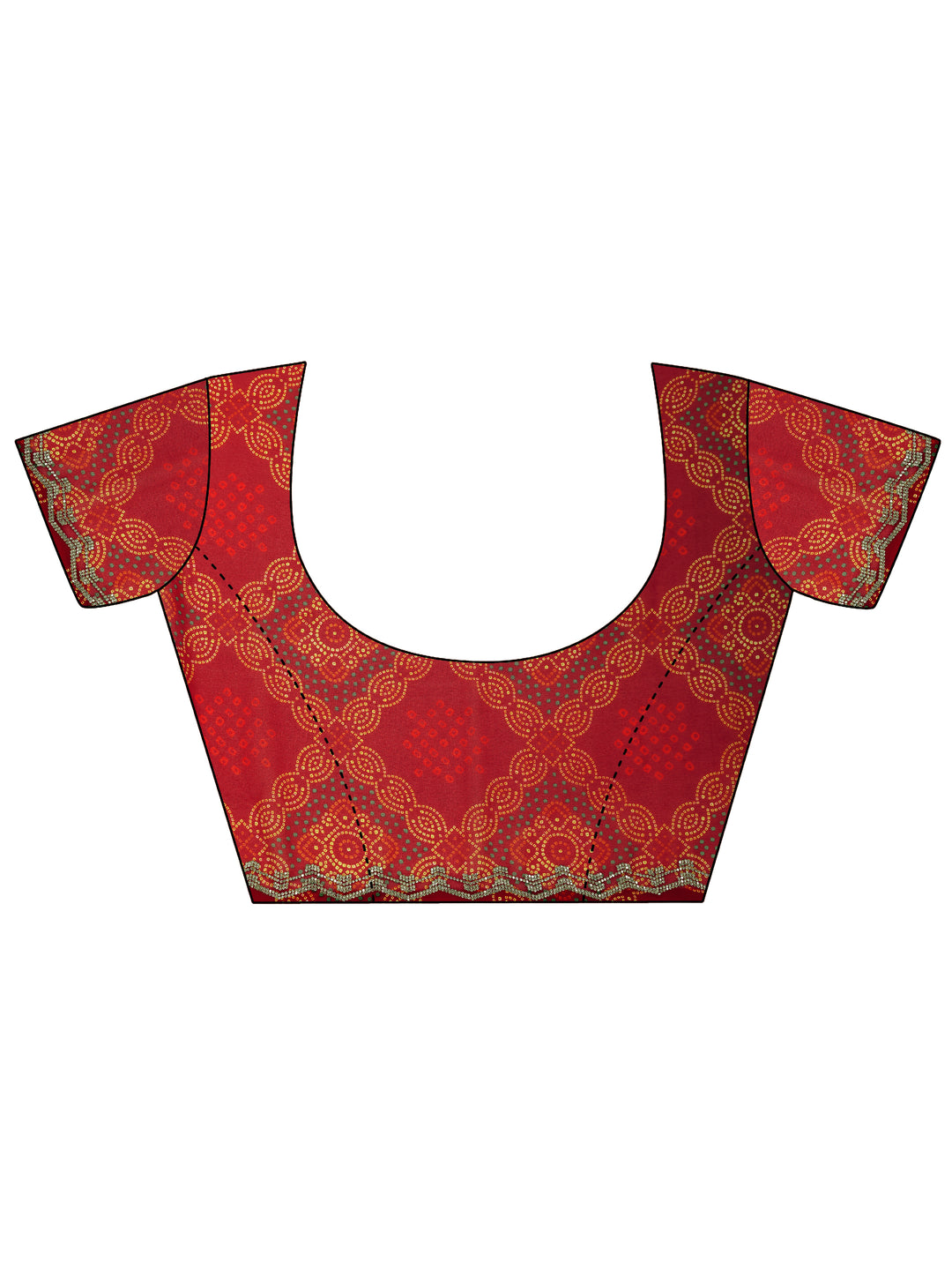  Red Printed Georgette Saree With Unstitched Blouse Piece 