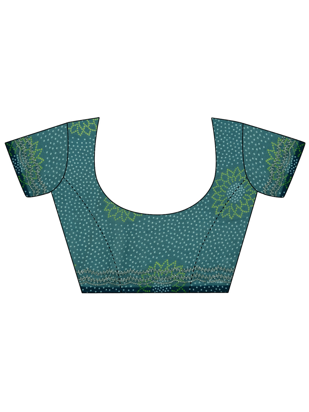  Teal Printed Georgette Saree With Unstitched Blouse Piece 