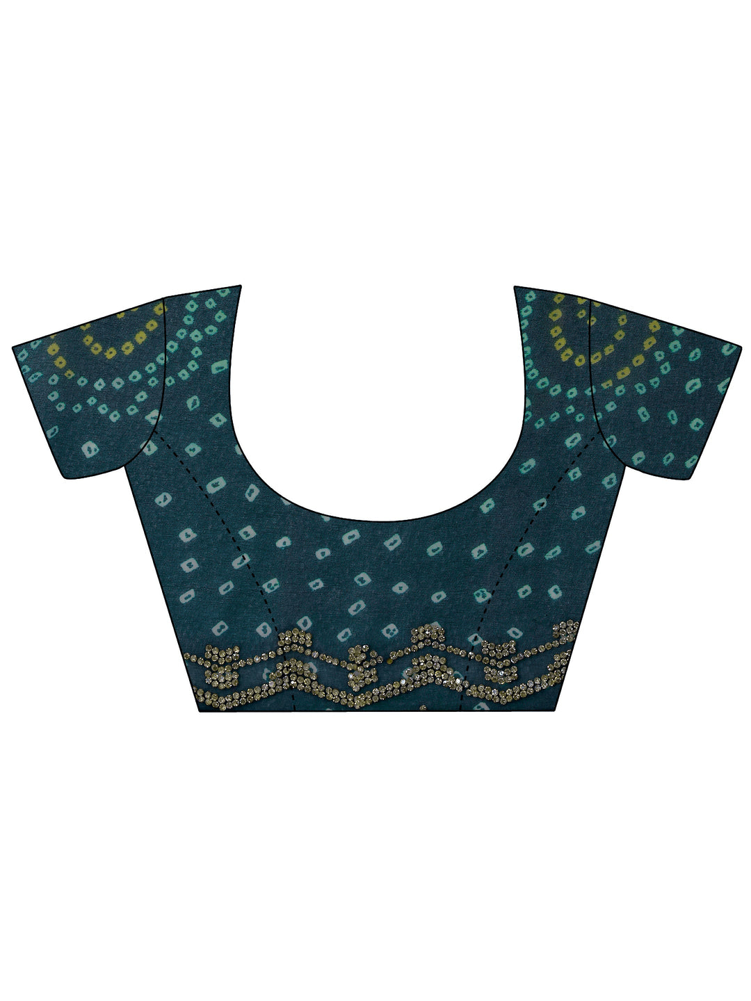  Teal Printed Georgette Saree With Unstitched Blouse Piece 