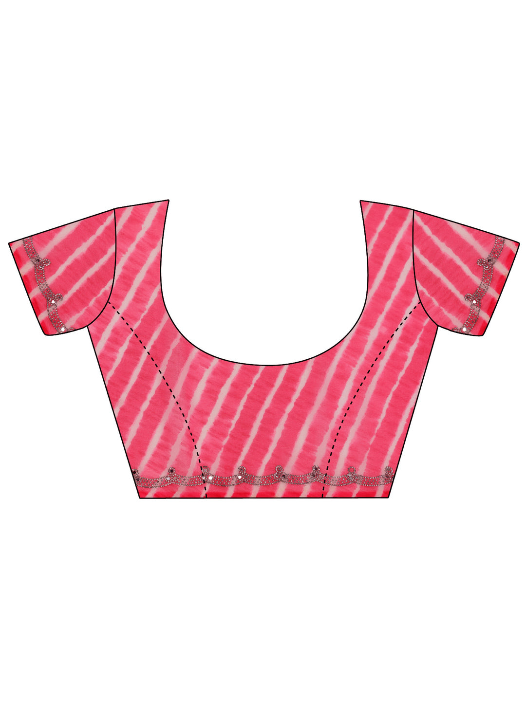  Pink Printed Georgette Saree With Unstitched Blouse Piece 