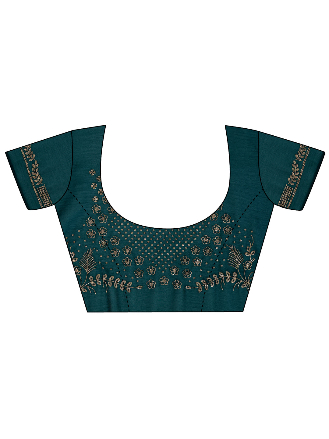  Teal Solid Satin Saree With Unstitched Blouse Piece 