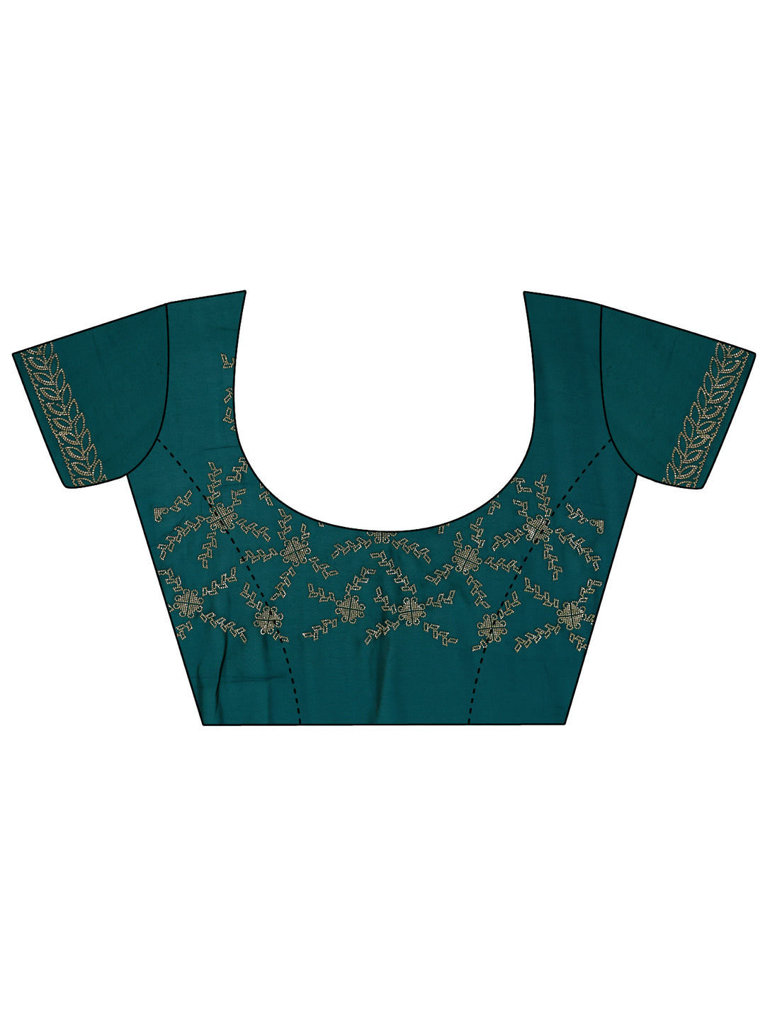  Teal Solid Satin Saree With Unstitched Blouse Piece 