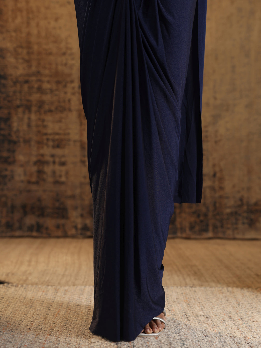  Libas Art Navy Blue Embellished Nylon Ready to Wear Saree 