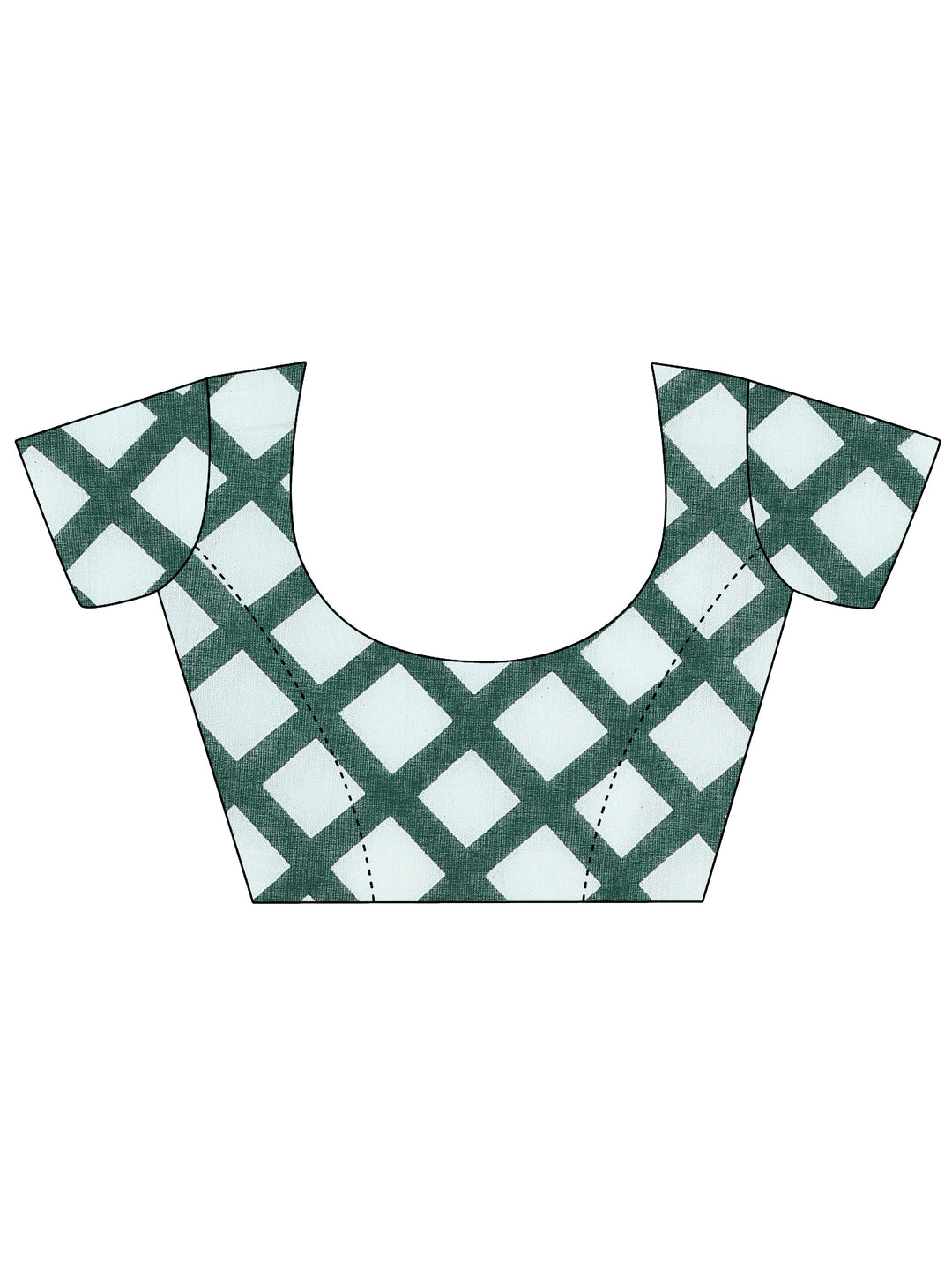  Green Printed Cotton Saree With Unstitched Blouse Piece 